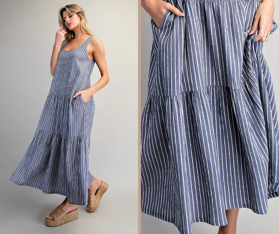 Striped Sleeveless Maxi Dress