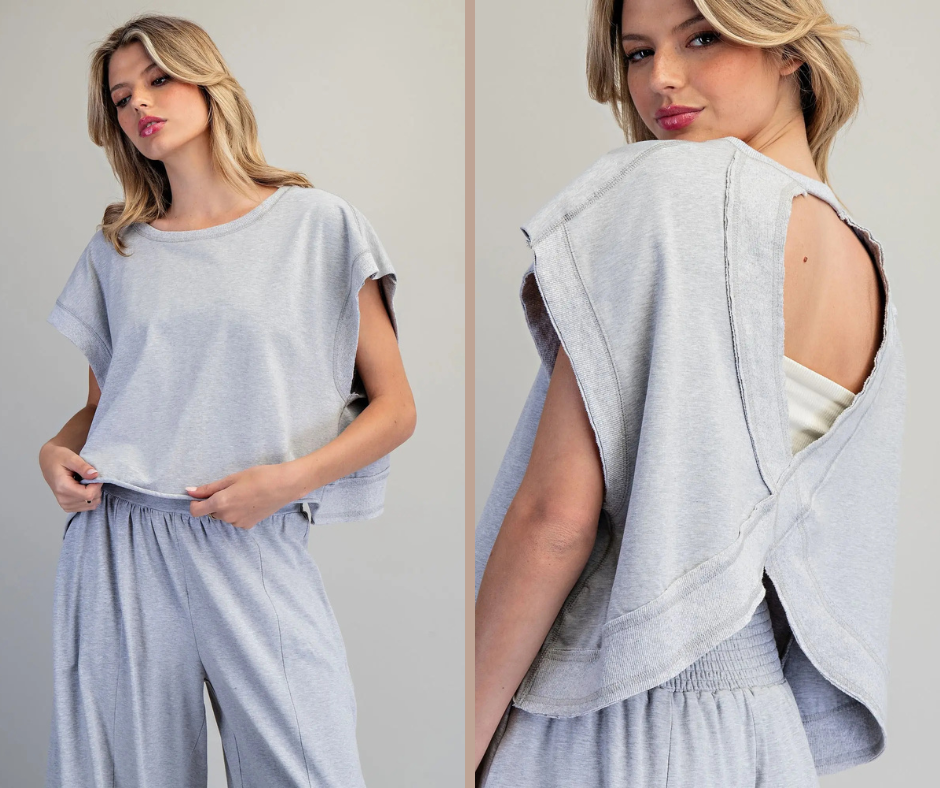 Mineral Washed Open Back Top