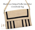 Black Geo Striped Nellie Jute Fiber Crossbody Bag