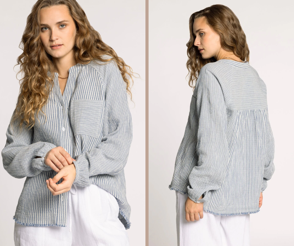 Raw Edge Button Down Top