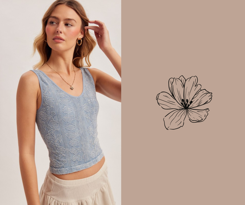 Floral V Neck Seamless Tank Top
