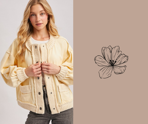 Button Down Ribbed Knit Trim Cardigan