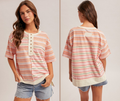 Stripe Mixed Henley Top