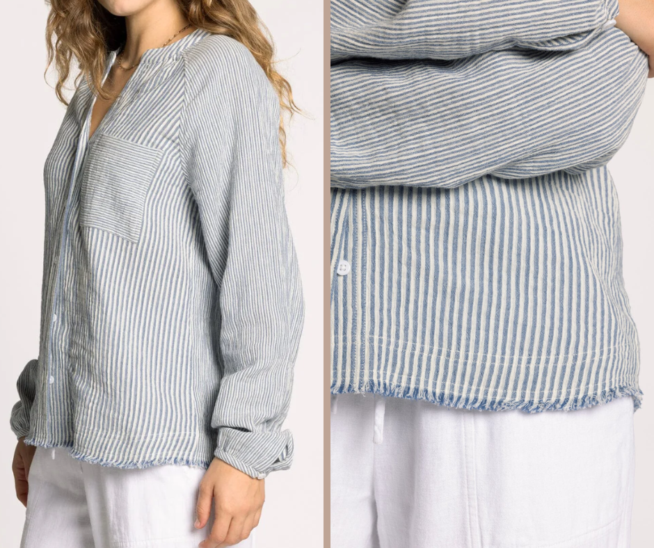 Raw Edge Button Down Top