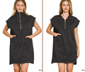 Textured Knit Quarter Zipper Dress