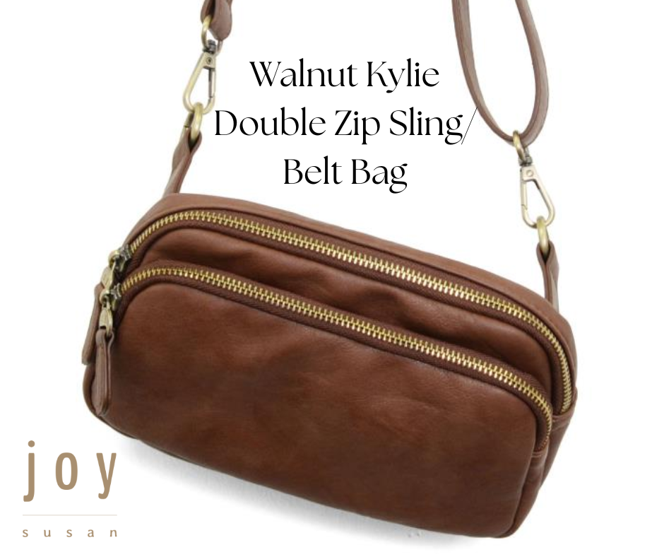 Walnut Kylie Double Zip Sling/ Belt Bag