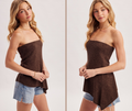 Asymmetrical Handkerchief Hem Tube Top