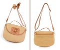 Natural Straw Hattie Bamboo Turnlock Top Handle Flap Crossbody