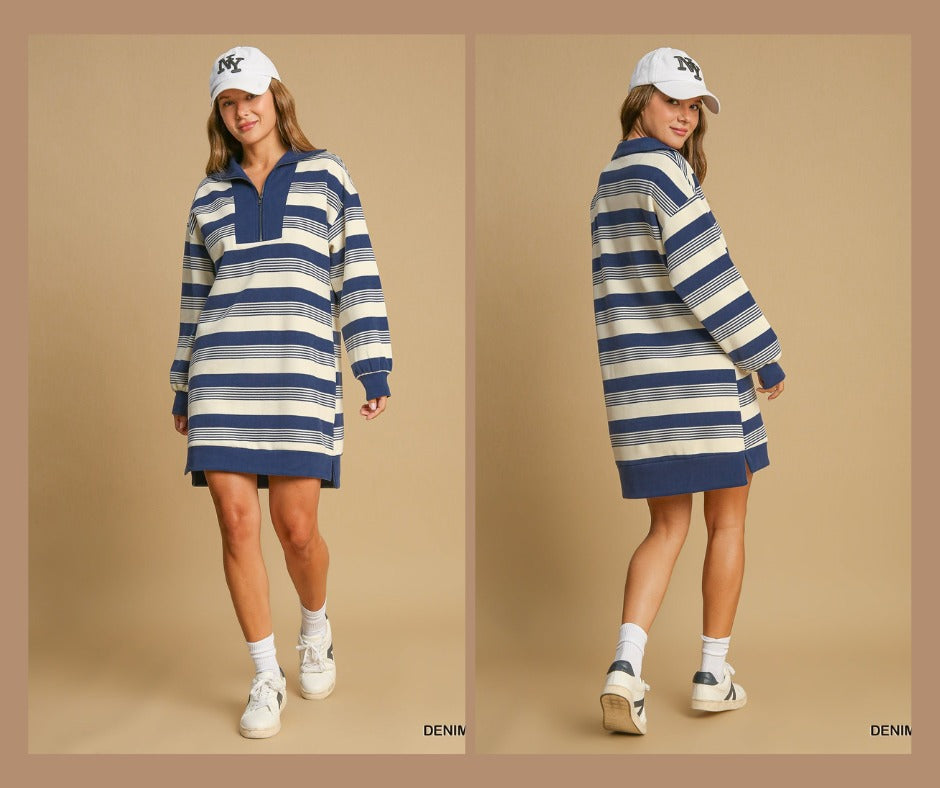 Stripe Collar 1/4 Zip