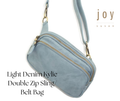 Light Denim Kylie Double Zip Sling/ Belt Bag