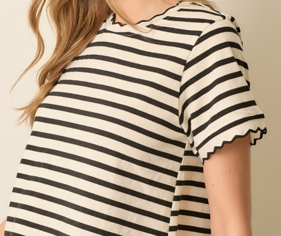 Ivory & Black Stripe Top
