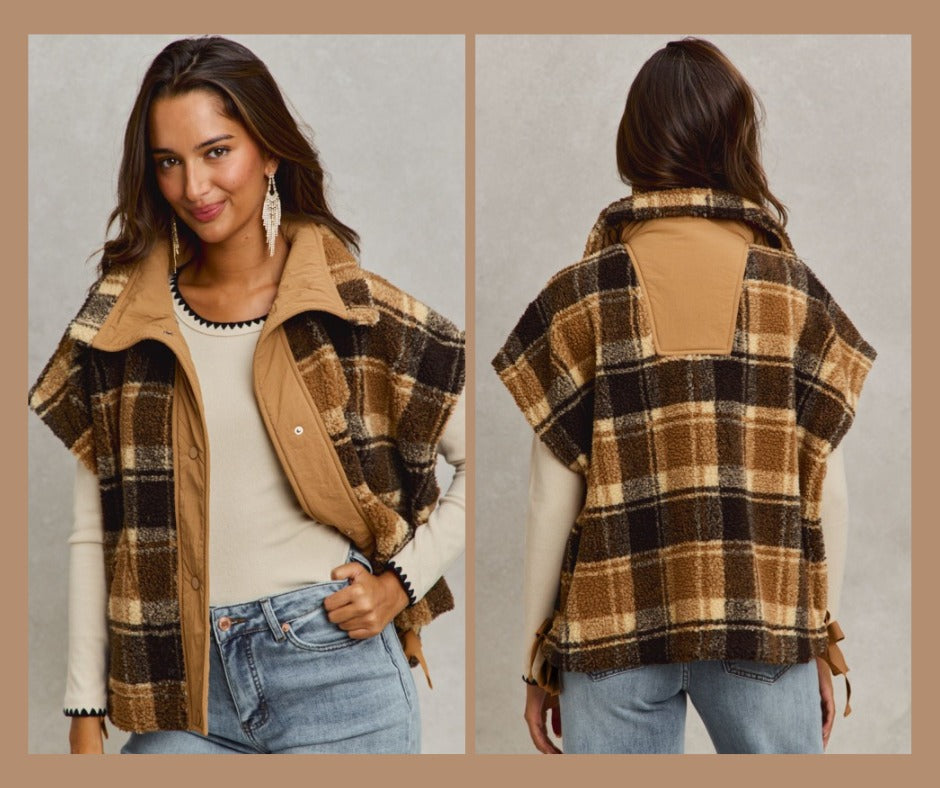 Plaid Sherpa Vest