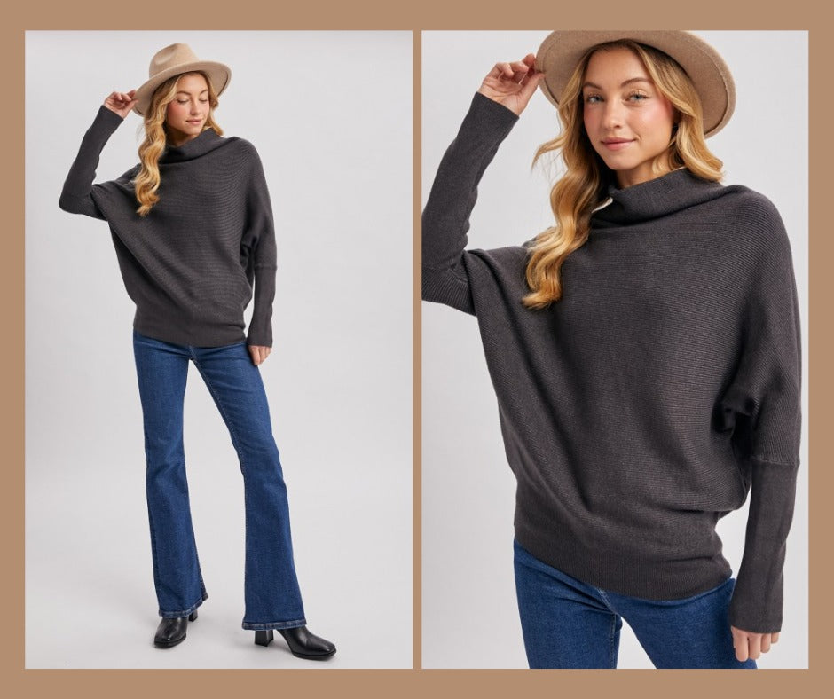 Charcoal Dolman Sleeve Pullover