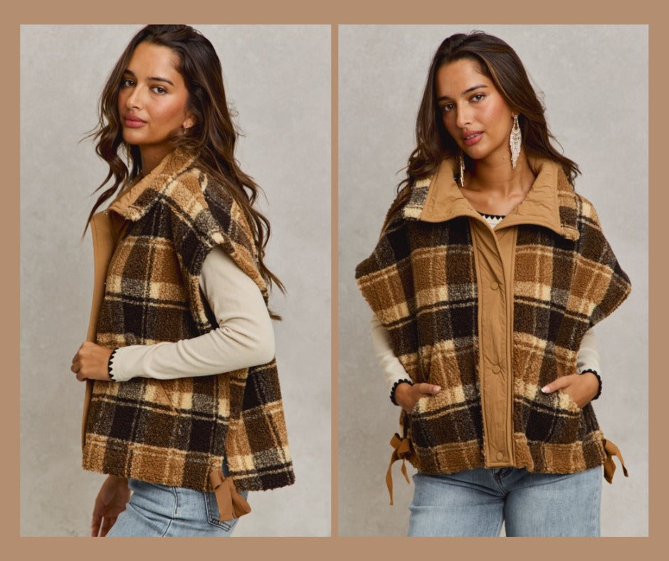 Plaid Sherpa Vest