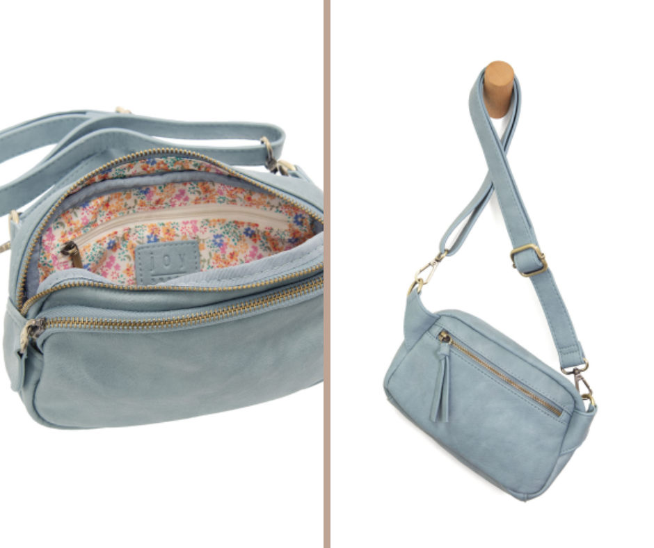 Light Denim Kylie Double Zip Sling/ Belt Bag