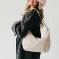 Sienna Slouchy Woven Shoulder Bag - Cream