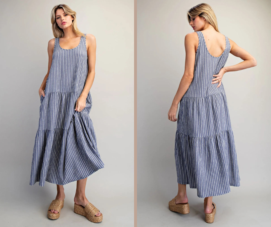 Striped Sleeveless Maxi Dress