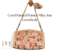 Coral Painted Daisies Miley Jute Crossbody