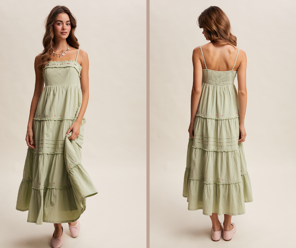 Embroidered Tiered Maxi Dress