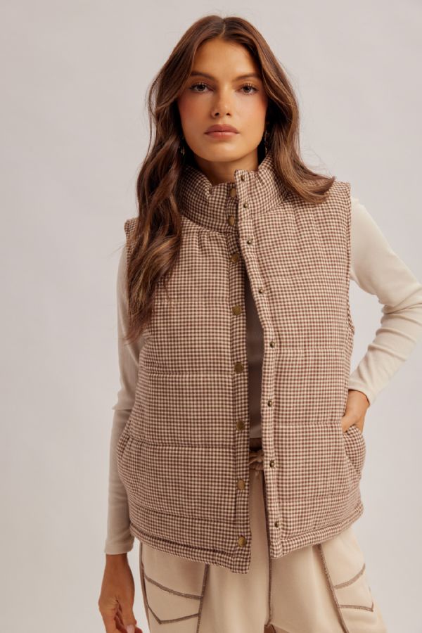 Gingham Puffer Vest