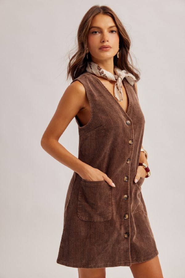 Corduroy Button Dress