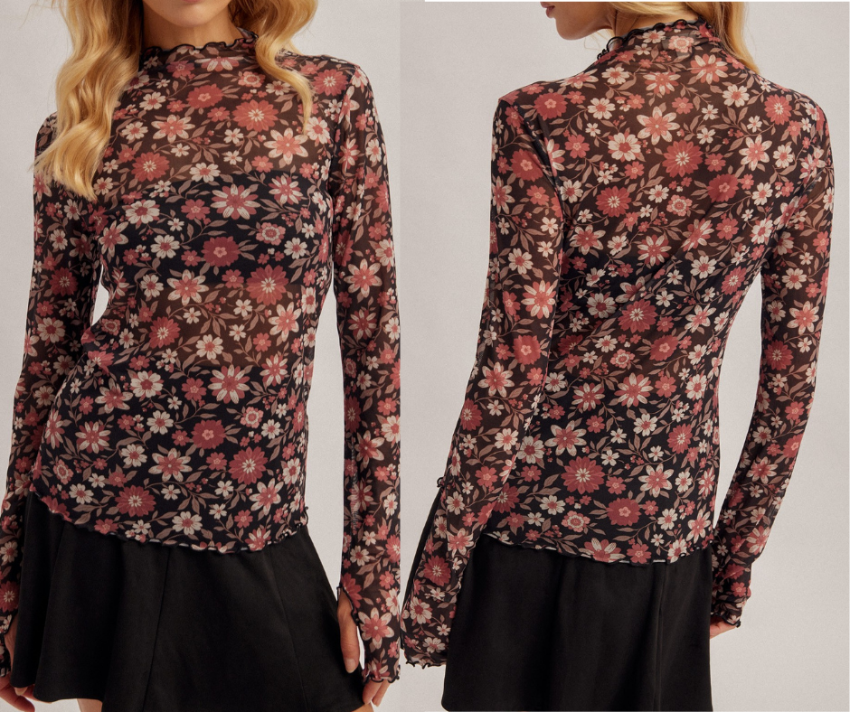 Floral Mesh Top