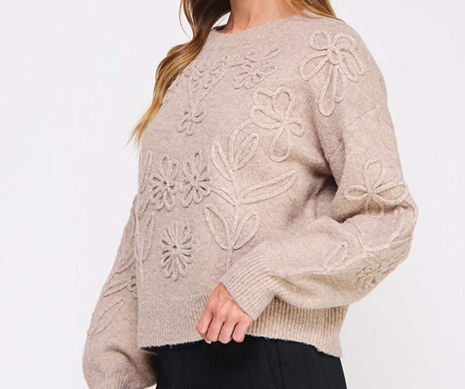 Floral Embroidery Sweater