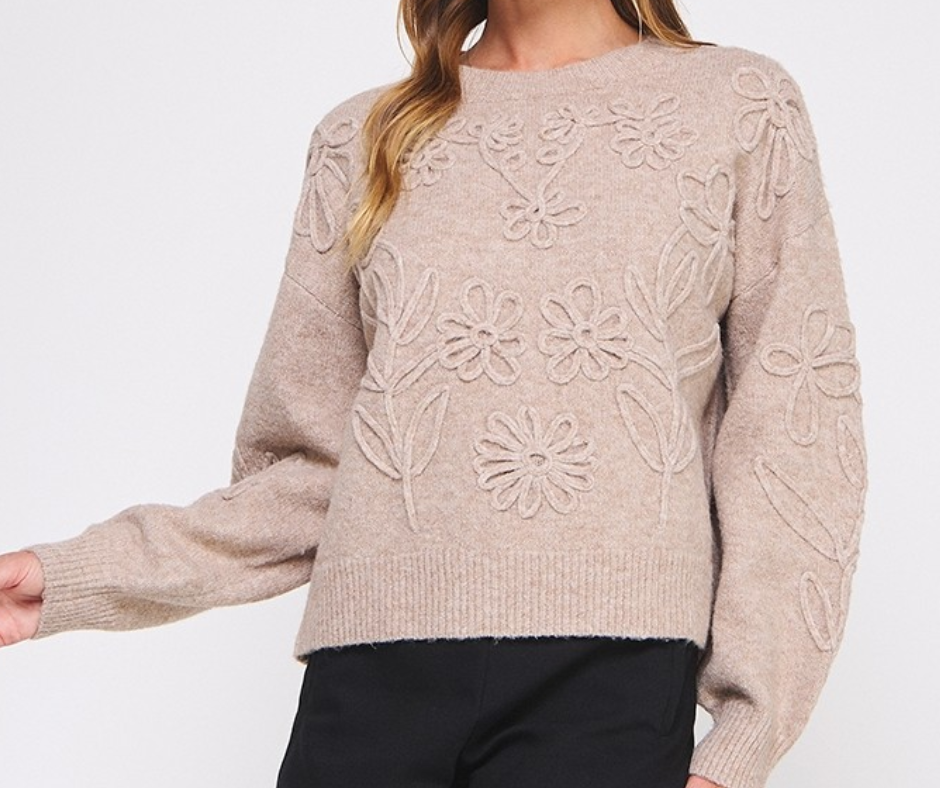 Floral Embroidery Sweater